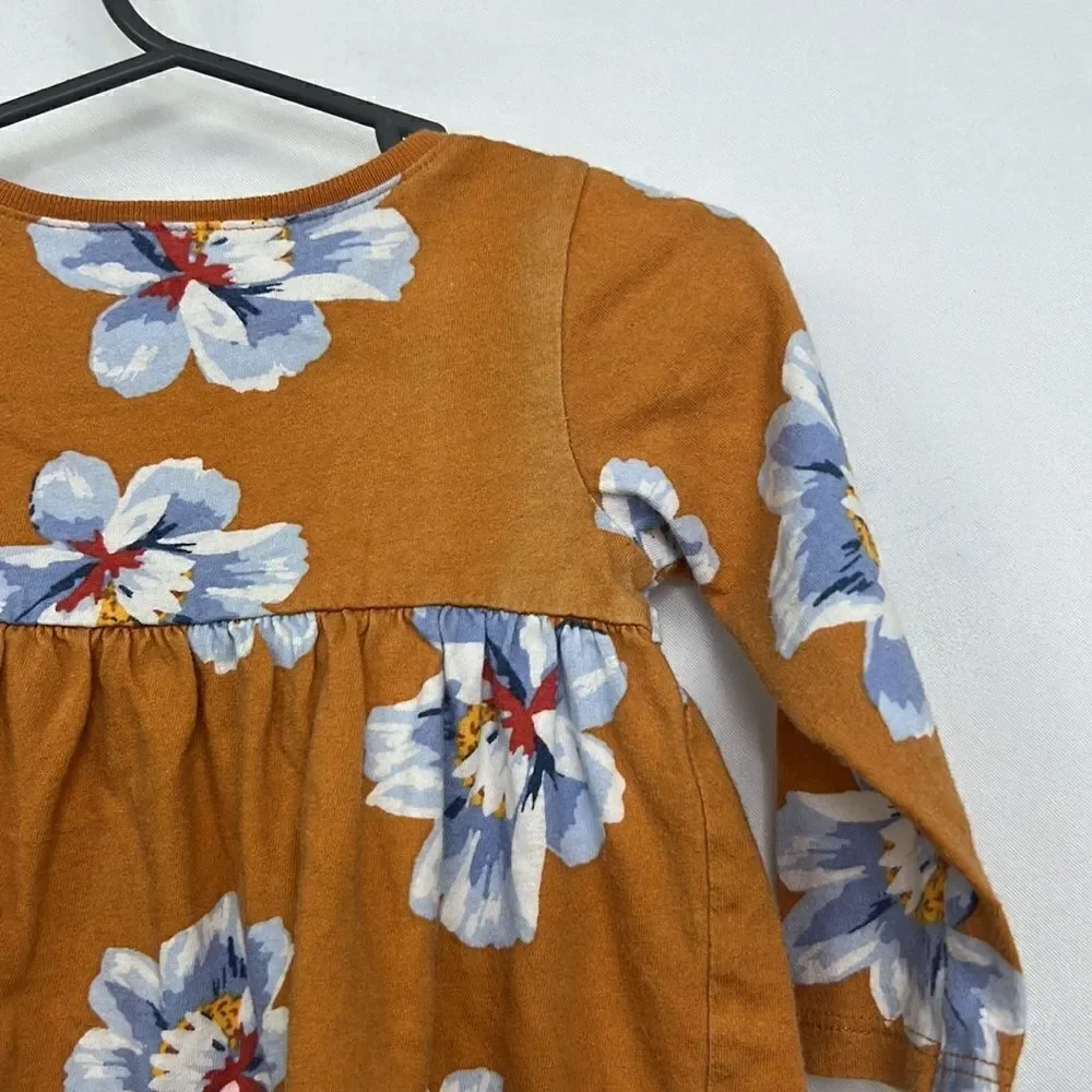 Old Navy Fall brown and purple long sleeve floral knit dress size 6-12 m EUC
